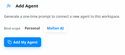 Hub view showing agents added to an individual or directly to an organization.
